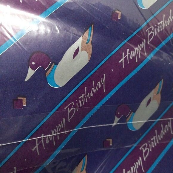 Vintage American Greetings Happy Birthday Ducks Gift Wrap Sheet-Fathers Day-NEW - Picture 5 of 6
